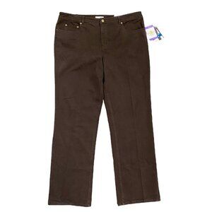 Shape Control Jeans Brown 18 Stretch Straight NWT Jones New York Normcore Casual